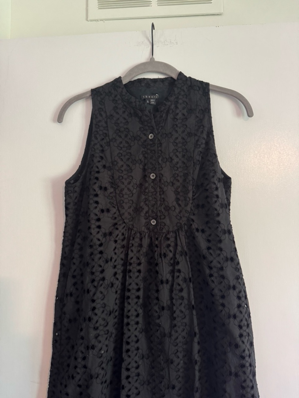 Theory Black Sleeveless Eyelet Midi Dress - Picture 3 of 5